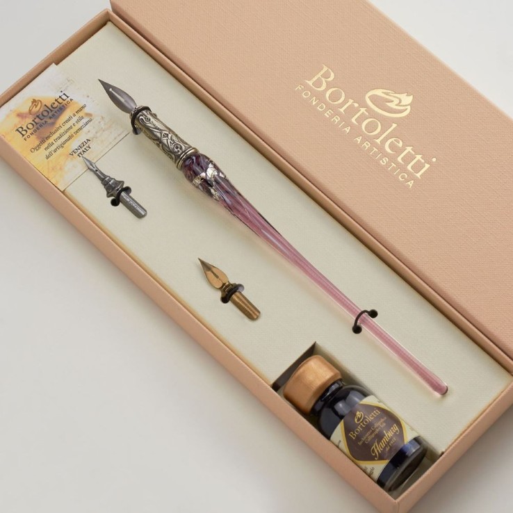 Amethyst Bortoletti Grimani Murano glass calligraphy set