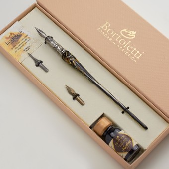 Bortoletti Calligraphie de verre de Murano Set avec Aventurine