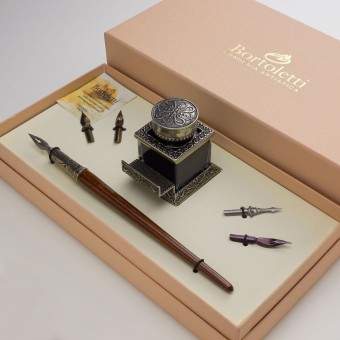 Bortoletti Palladio Wooden Calligraphy Set med Bronze Inkwell