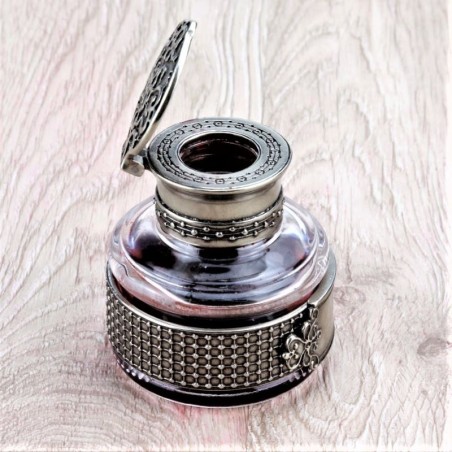Bortoletti wooden writing set with hinged bronze inkwell