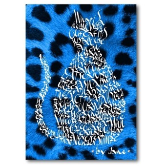 Electric blue leopard skin cat card by Calligraphy Arts