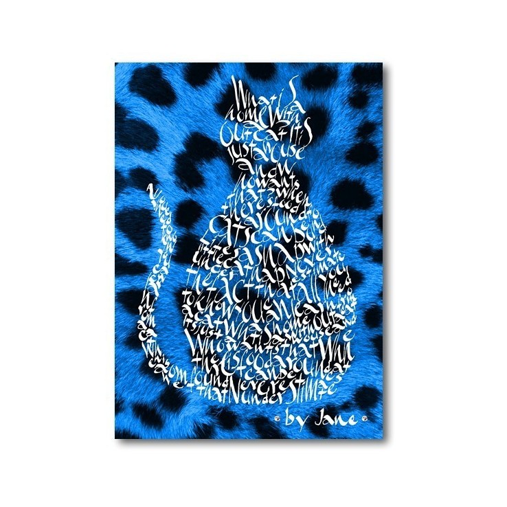 Elektrische blauwe luipaardhuidkatkaart door Calligraphy Arts