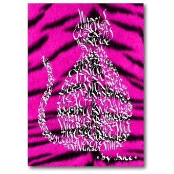Cerise pink tiger skin cat card by Calligraphy Arts