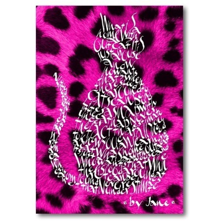 Cerise Rosa Leopard Skin Cat Card von Calligraphy Arts