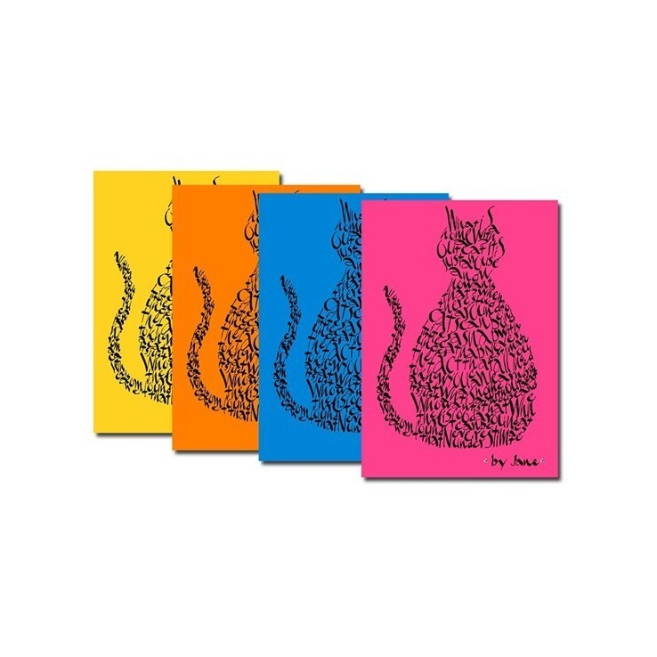 Cat notelets in bright colours by Calligraphy Arts