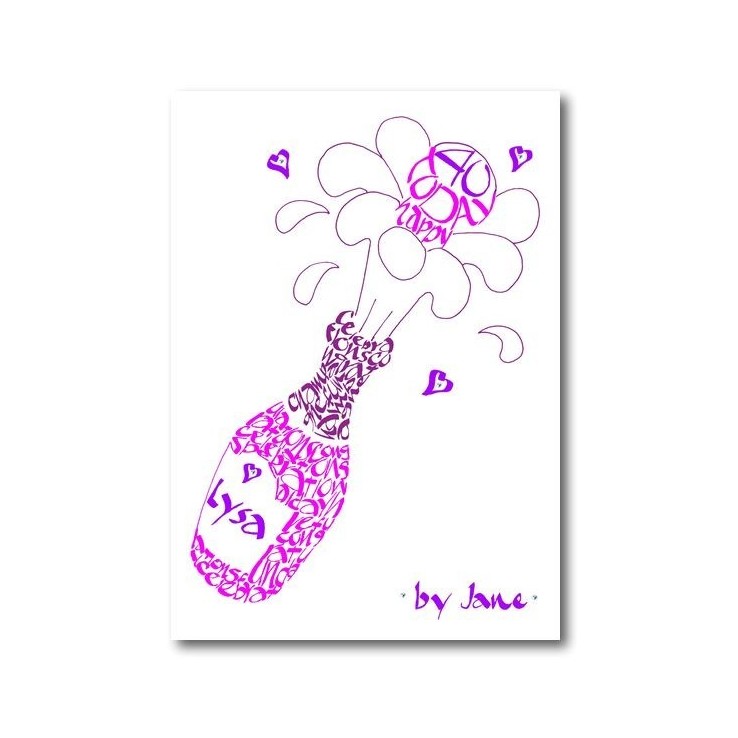 Personalised champagne celebration card by Calligraphy Arts