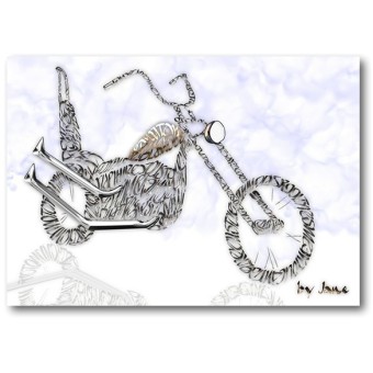 Handgemaakte oude skool motorfiets kaart met biker woord kunst