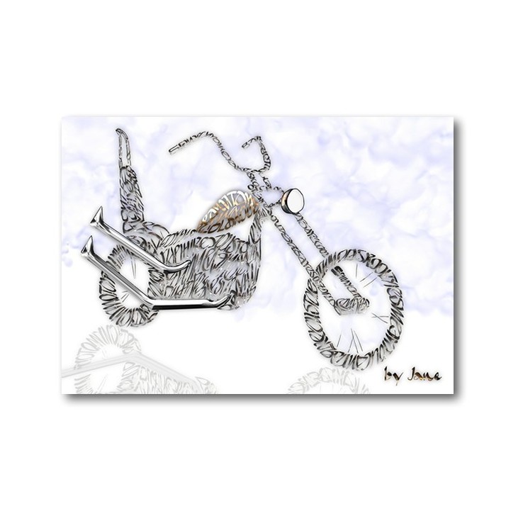 Handmade old skool motorcycle card with biker word art