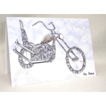 Håndlavet gammelt Skool Motorcykelkort med biker ord kunst 2