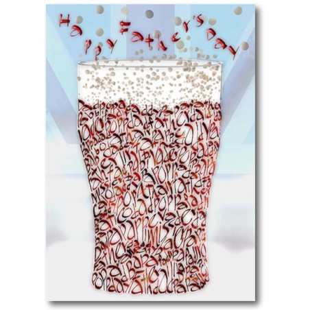 Father's Day beer glass card with multilingual dad wording