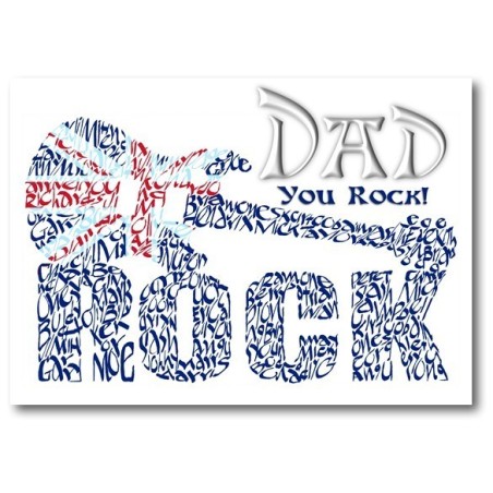 Handmade guitar card for your dad with rock legend names designed by Jane for Calligraphy Arts
