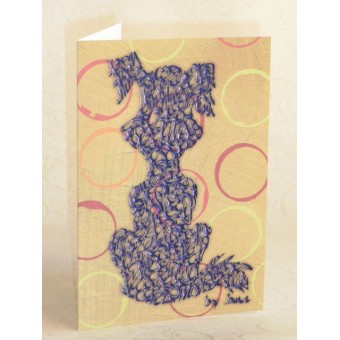 Purple cartoon dog on circles card by Calligraphy Arts 2