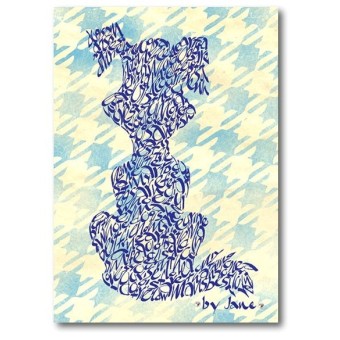 Blå Cartoon Dog Card by Calligraphy Arts