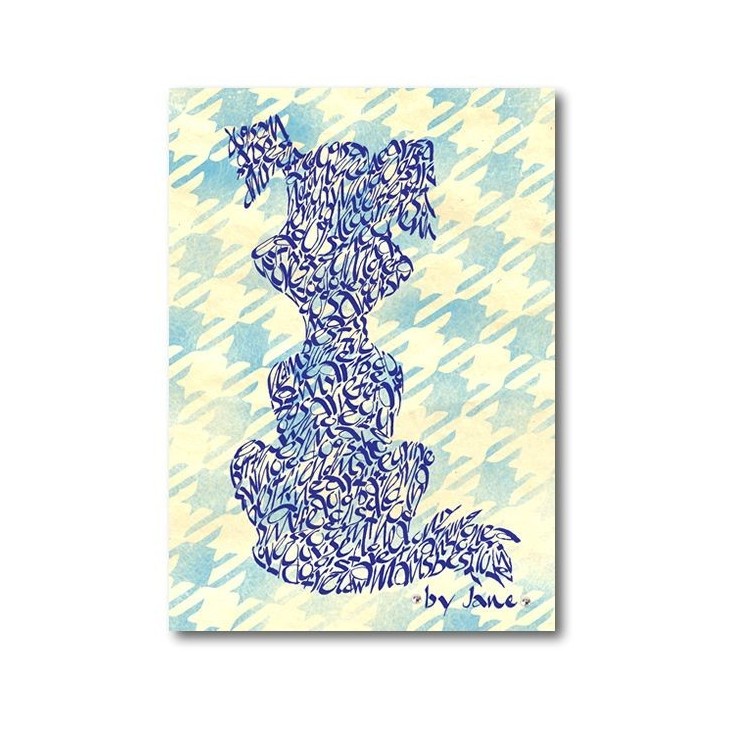 Blauwe cartoon hondenkaart door Calligraphy Arts