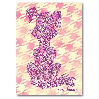 Rosa Cartoon-Hund vorbei Calligraphy Arts