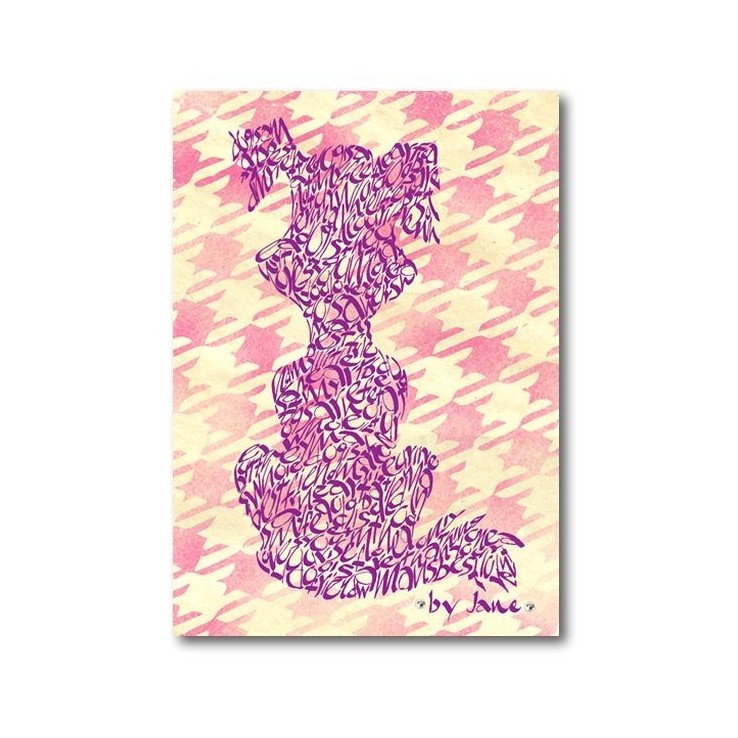 Rosa Cartoon-Hund vorbei Calligraphy Arts