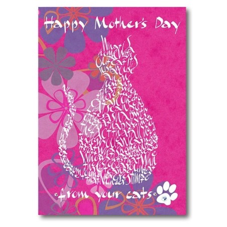 Feliz día de la madre de su tarjeta de felicitación de gatos por Calligraphy Arts - Fondo floral brillante