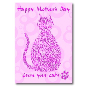 Happy Mother's Day from your cats greeting card by Calligraphy Arts - pink swirls background