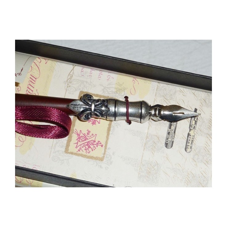La Kaligrafica Træ og tin kalligrafi pen med Fleur de Lys Design