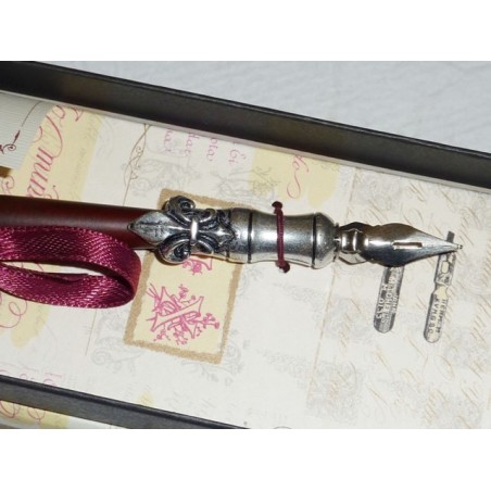 La Kaligrafica Træ og tin kalligrafi pen med Fleur de Lys Design