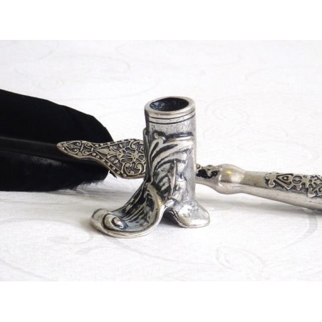 La Kaligrafica black feather pen set with boot holder and ink