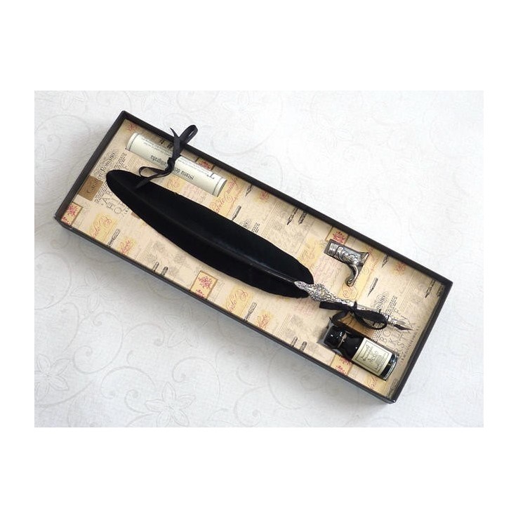 Black goose feather quill with pewter detail by La Kaligrafica