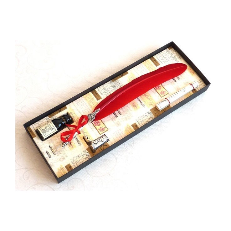 La Kaligrafica Stylo plume rouge avec support de démarrage et encre