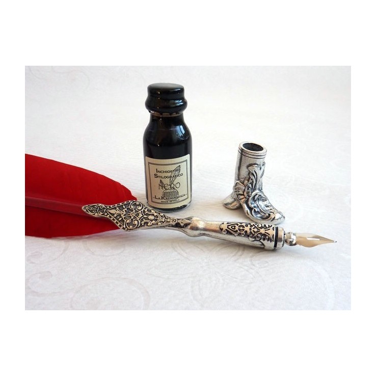La Kaligrafica Feather Pen med Dekorativ Boot-Style Holder